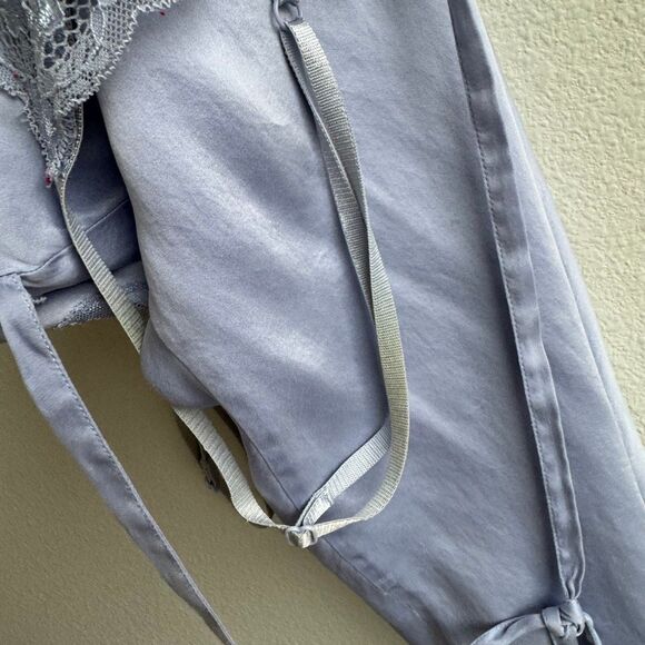Vintage 100% Silk Lavender Blue Purple Slip Dress Size Small Lace Trim Intimissi - Picture 9 of 11